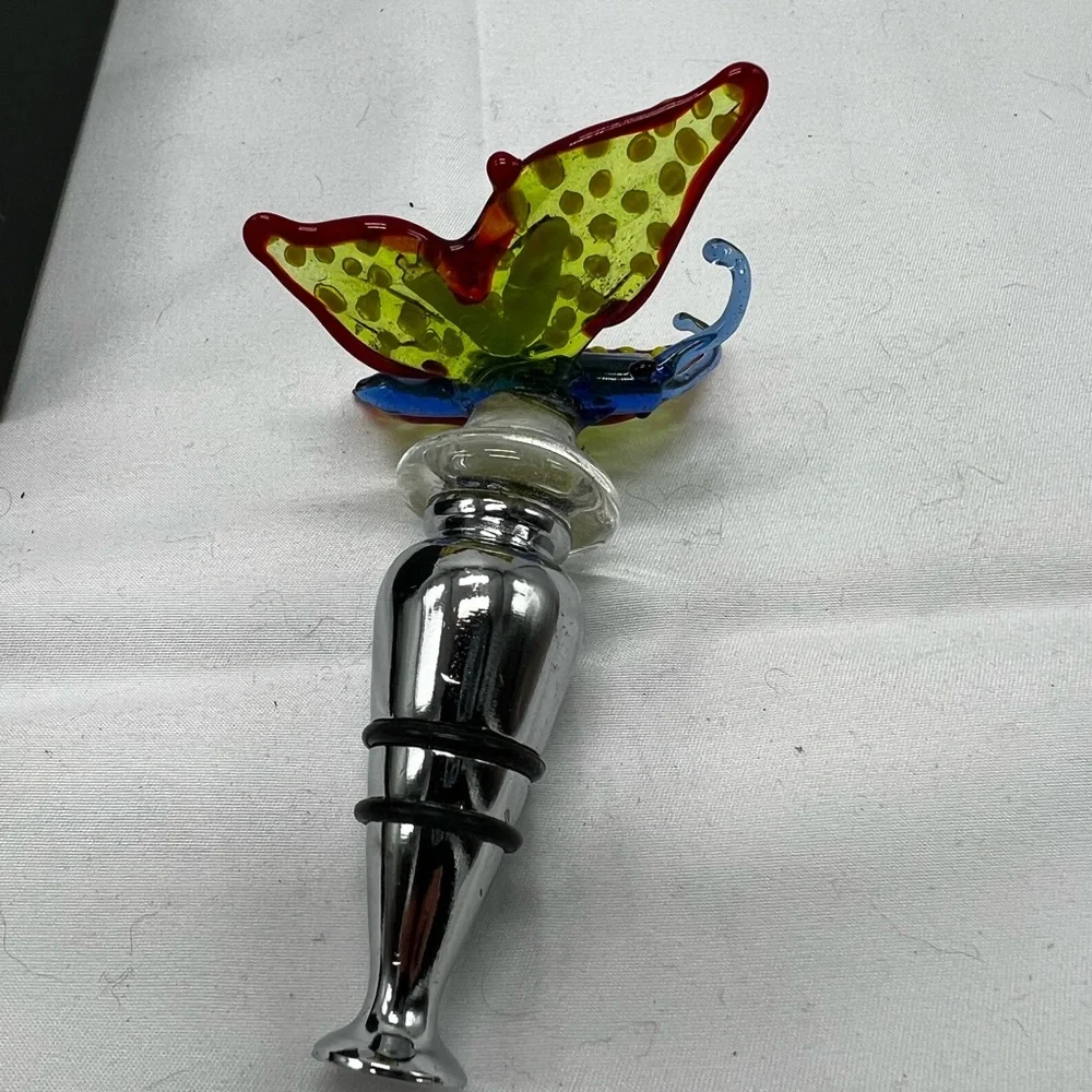 Two’s Company  Art Glass/metal Bottle Stopper Butterfly 4